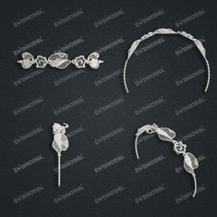 Jewelry set Filigree Bracelet White Wax Casting Resin 3D Printing Service FNZ-02-B
