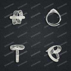 Jewelry set Filigree Ring White Wax Casting Resin 3D Printing Service FNZ-04-R