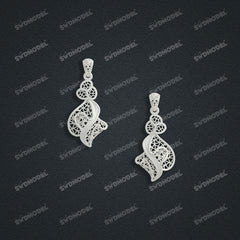 Jewelry set Filigree Earrings White Wax Casting Resin 3D Printing Service FNZ-05-E