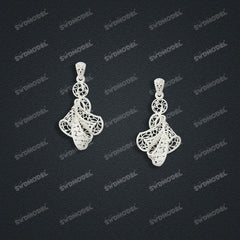 Jewelry set Filigree Earrings White Wax Casting Resin 3D Printing Service FNZ-07-E