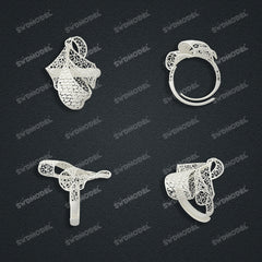 Jewelry set Filigree Ring White Wax Casting Resin 3D Printing Service FNZ-07-R