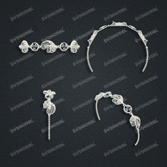 Jewelry set Filigree Bracelet White Wax Casting Resin 3D Printing Service FNZ-10-B