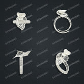 Jewelry set Filigree Ring White Wax Casting Resin 3D Printing Service FST-03-R