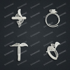 Jewelry set Filigree Ring White Wax Casting Resin 3D Printing Service FST-05-R