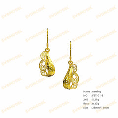 Jewelry set Filigree Earrings White Wax Casting Resin 3D Printing Service FZY-01-E