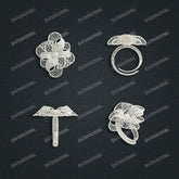 Jewelry set Filigree Ring White Wax Casting Resin 3D Printing Service FZY-01-R