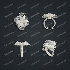 Jewelry set Filigree Ring White Wax Casting Resin 3D Printing Service FZY-01-R