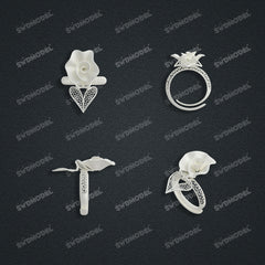 Jewelry set Filigree Ring White Wax Casting Resin 3D Printing Service FZY-03-R