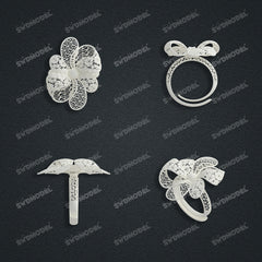 Jewelry set Filigree Ring White Wax Casting Resin 3D Printing Service FZY-07-R