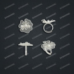 Jewelry set Filigree Ring White Wax Casting Resin 3D Printing Service HFR-02-R