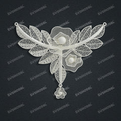 Jewelry set Filigree Necklace White Wax Casting Resin 3D Printing Service HFR-07-N