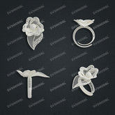 Jewelry set Filigree Ring White Wax Casting Resin 3D Printing Service HFR-08-R