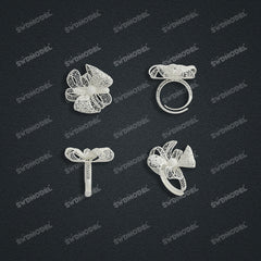 Jewelry set Filigree Ring White Wax Casting Resin 3D Printing Service HNM-04-R