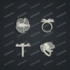 Jewelry set Filigree Ring White Wax Casting Resin 3D Printing Service HNM-10-R
