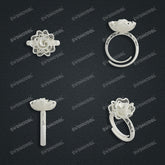 Jewelry set Filigree Ring White Wax Casting Resin 3D Printing Service SWR015