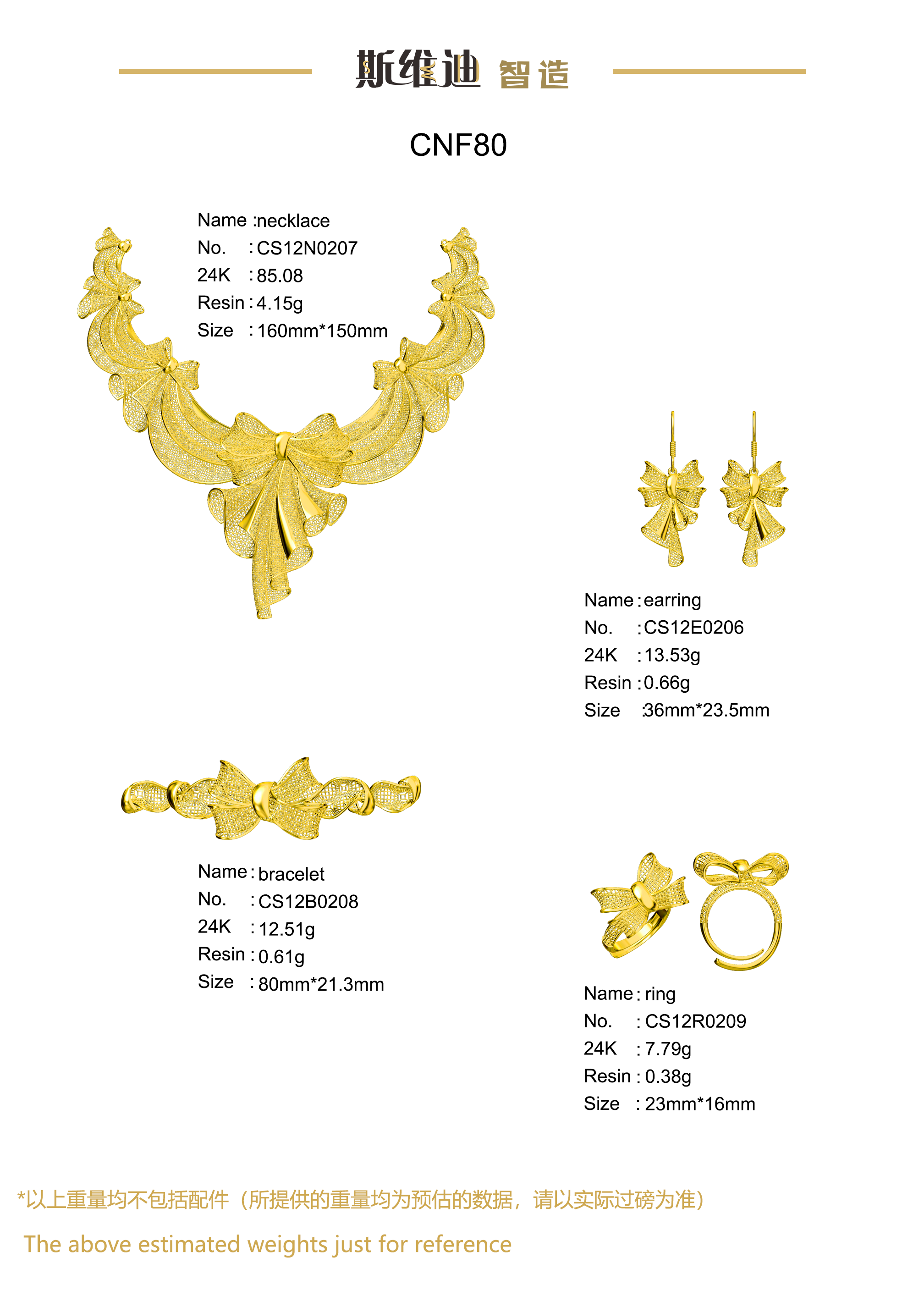 Jewelry set  Filigree Set   White Wax Casting Resin 3D Printing Service  CNF80