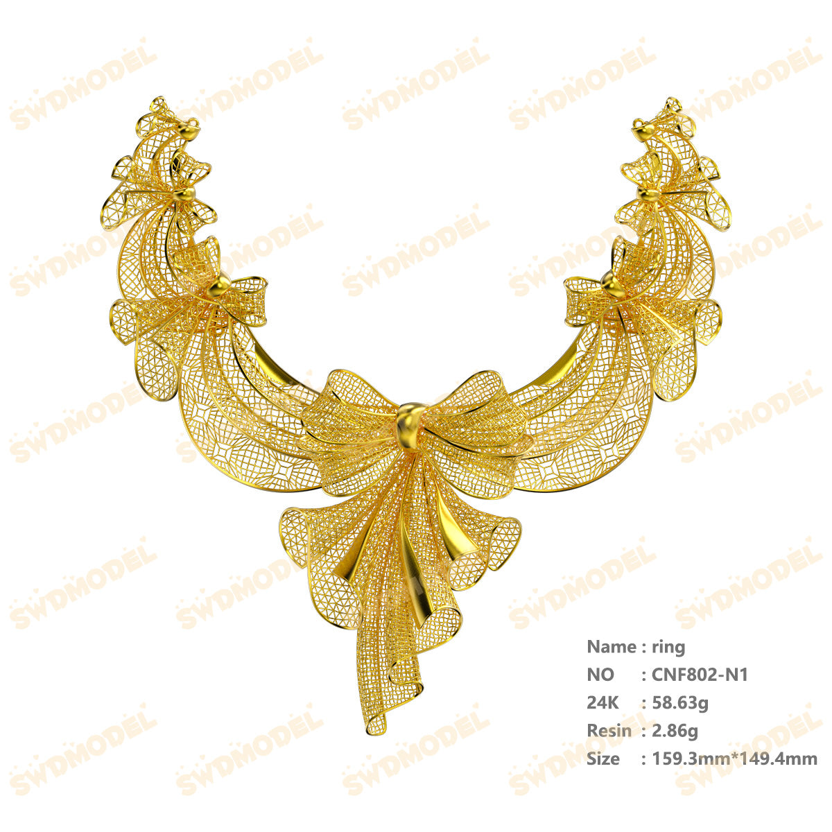 Jewelry set Filigree Necklace White Wax Casting Resin 3D Printing Service  CNF802-N1
