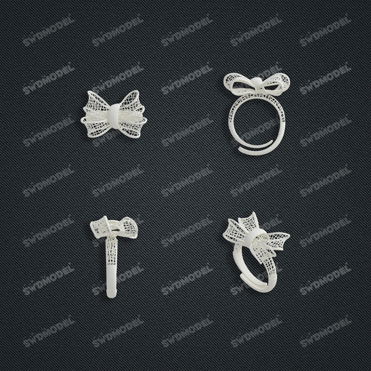 Jewelry set Filigree Ring White Wax Casting Resin 3D Printing Service  CNF802-R