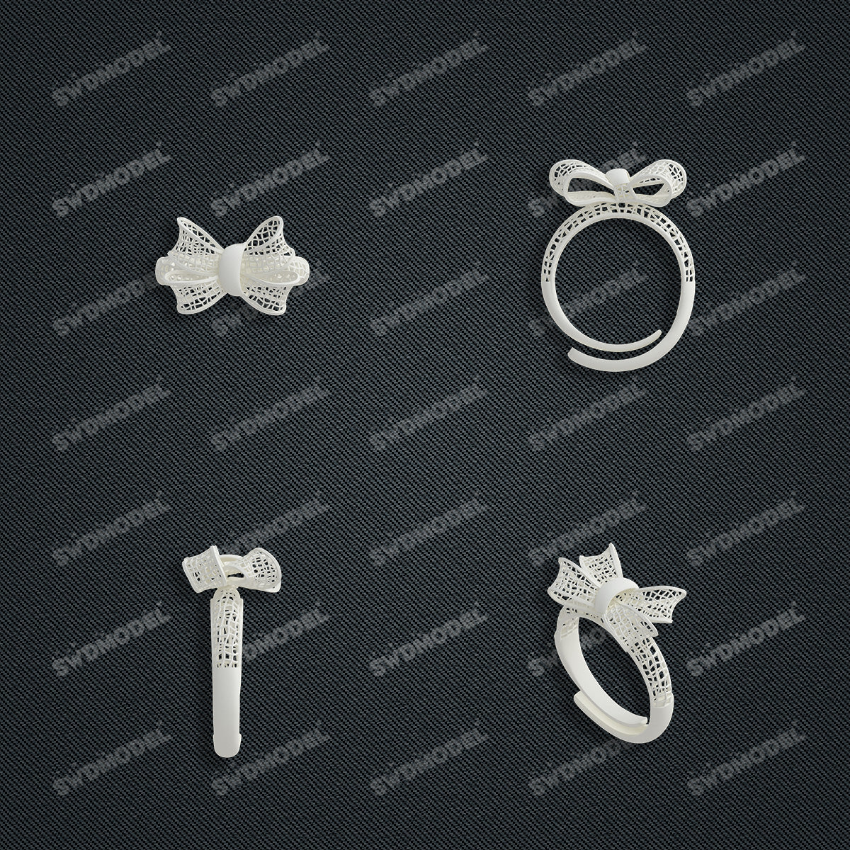 Jewelry set Filigree Ring White Wax Casting Resin 3D Printing Service  CNF803-R