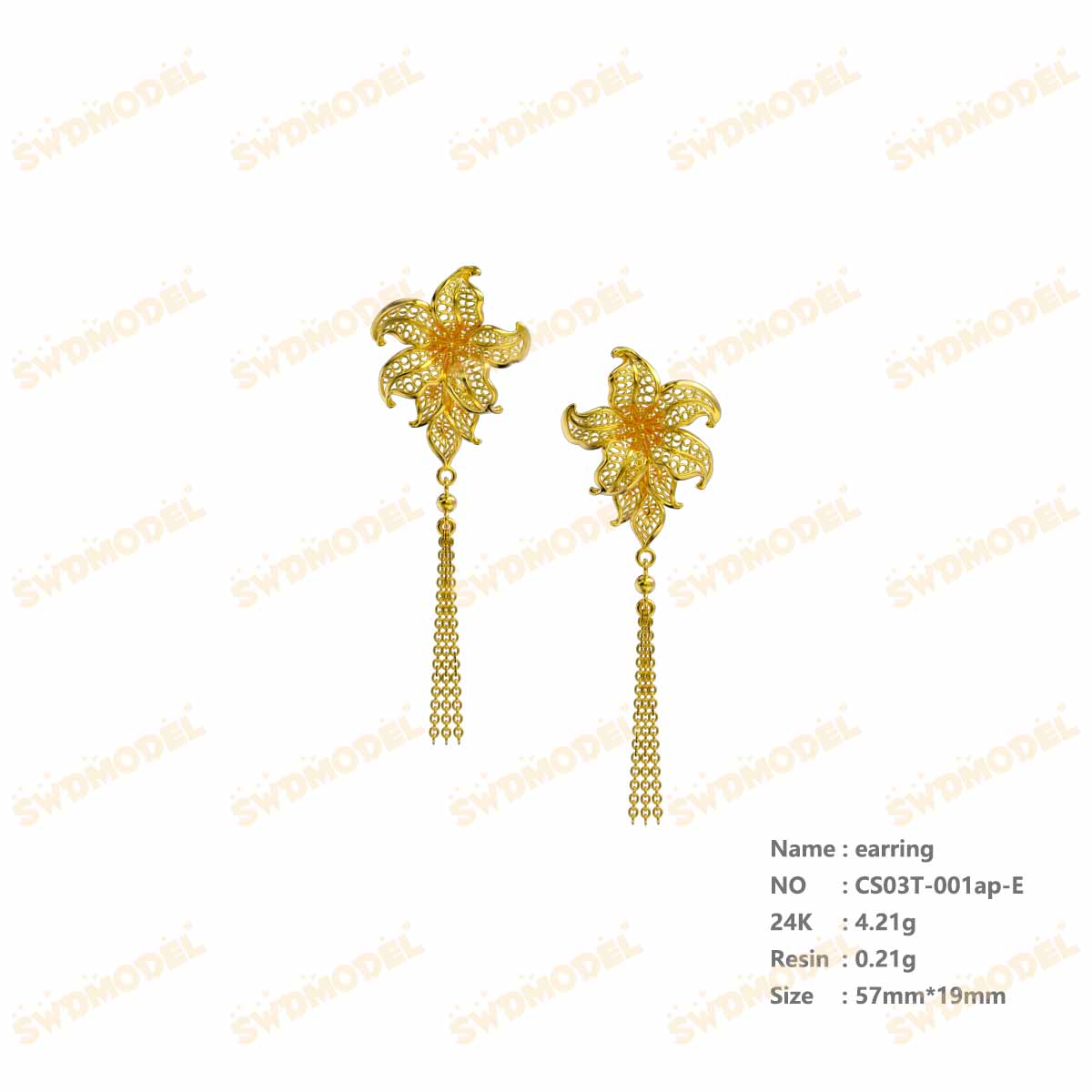 Jewelry set  Filigree Set   White Wax Casting Resin 3D Printing Service  CS03T-001ap