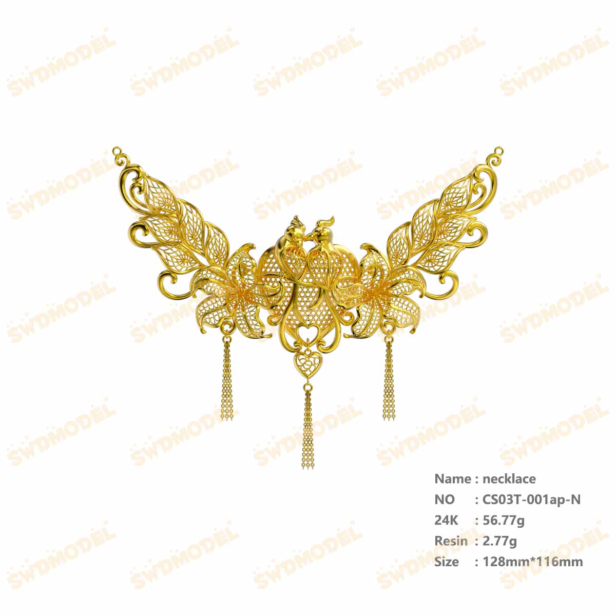 Jewelry set  Filigree Set   White Wax Casting Resin 3D Printing Service  CS03T-001ap