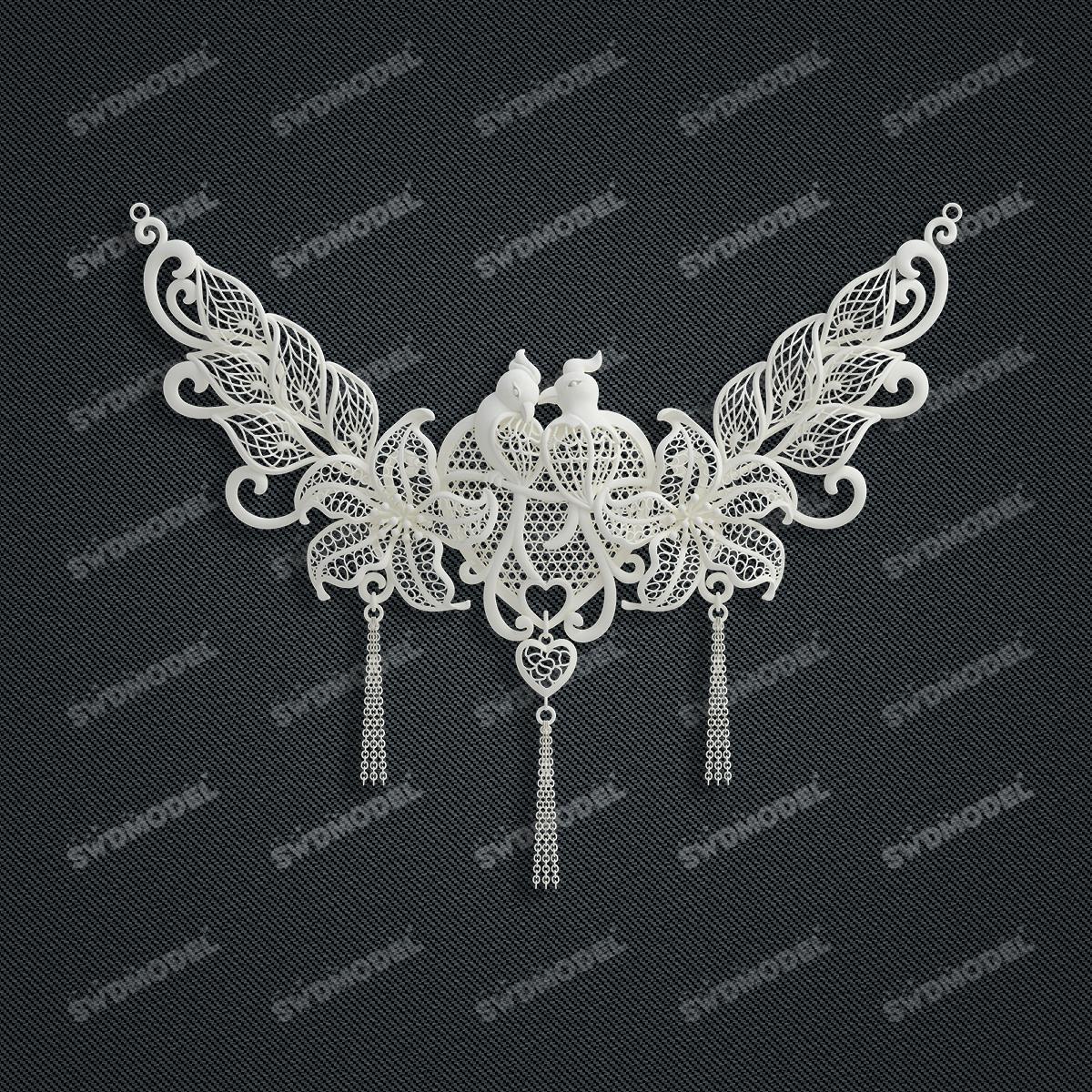 Jewelry set  Filigree Set   White Wax Casting Resin 3D Printing Service  CS03T-001ap