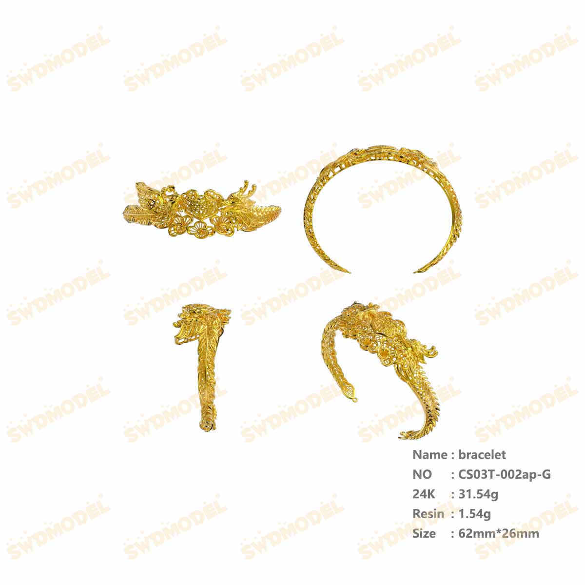 Jewelry set  Filigree Set   White Wax Casting Resin 3D Printing Service  CS03T-002ap