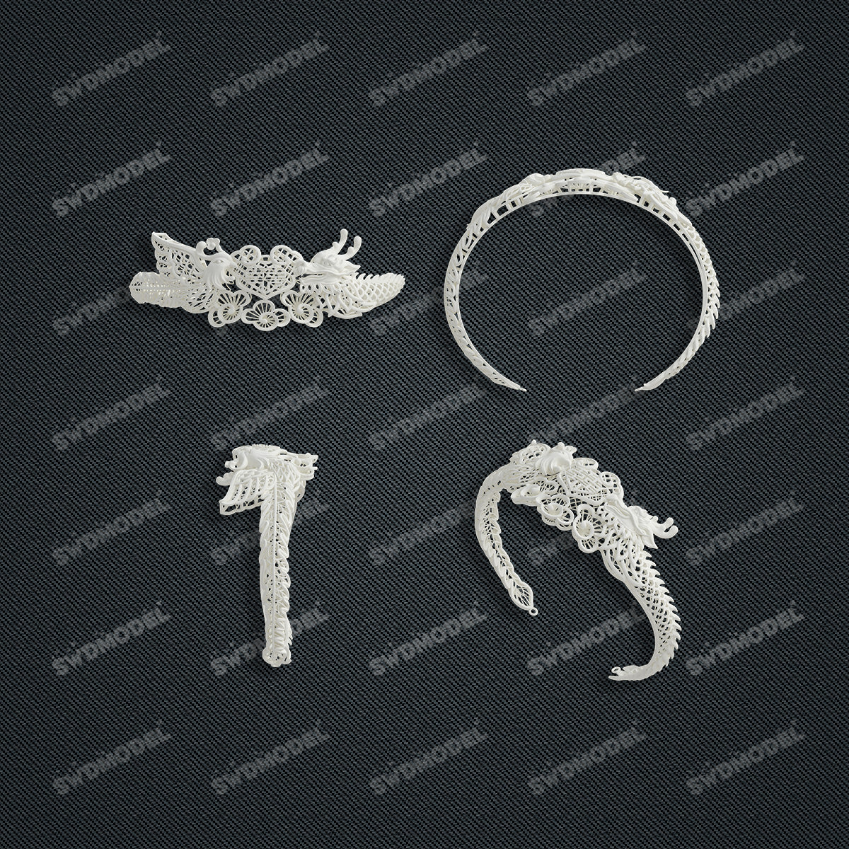 Jewelry set  Filigree Set   White Wax Casting Resin 3D Printing Service  CS03T-002ap
