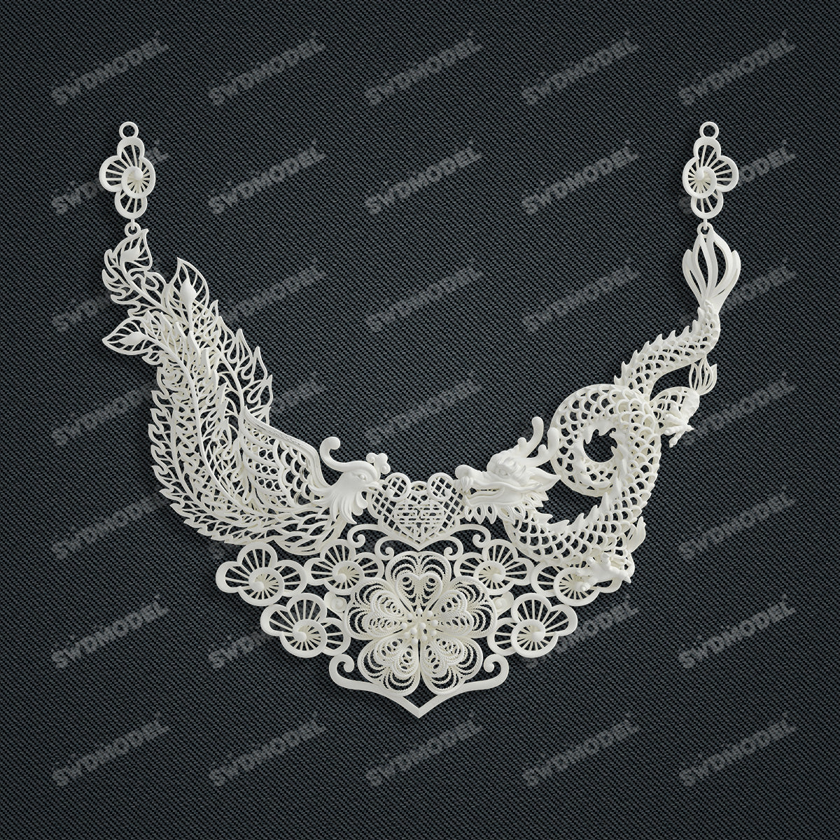 Jewelry set  Filigree Set   White Wax Casting Resin 3D Printing Service  CS03T-002ap