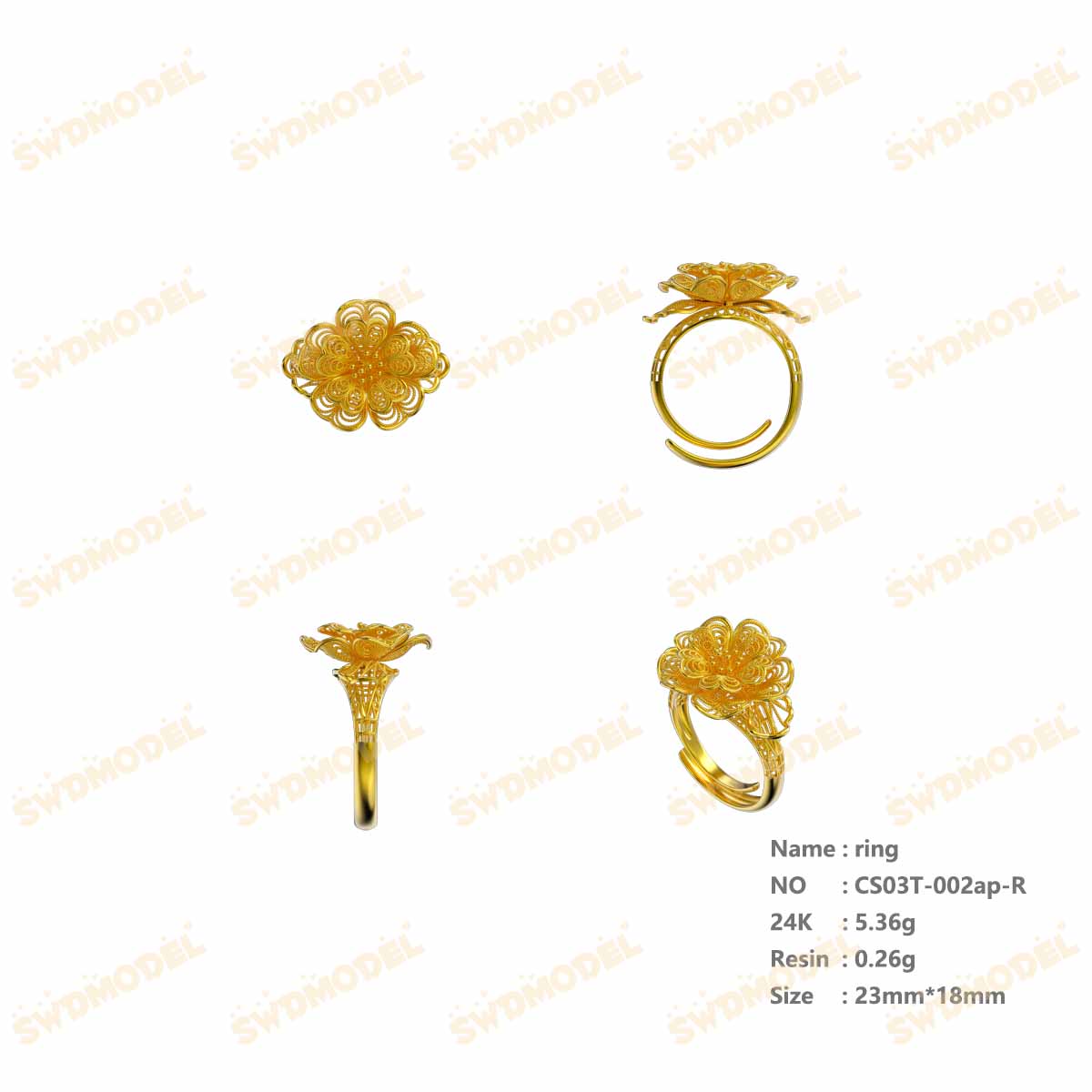 Jewelry set  Filigree Set   White Wax Casting Resin 3D Printing Service  CS03T-002ap