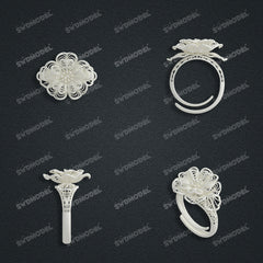 Jewelry set Filigree Ring White Wax Casting Resin 3D Printing Service  CS03T-002ap-R