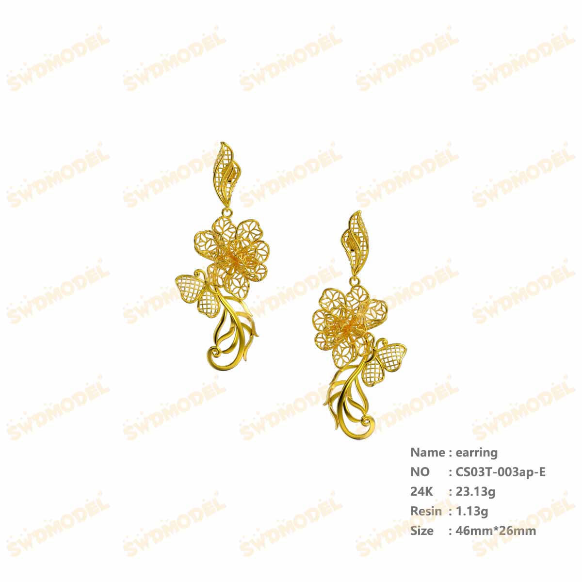 Jewelry set  Filigree Set   White Wax Casting Resin 3D Printing Service  CS03T-003ap