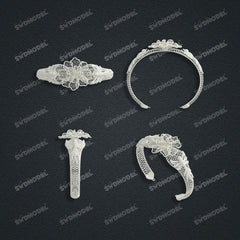 Jewelry set Filigree Bangle White Wax Casting Resin 3D Printing Service CS03T-003ap-G