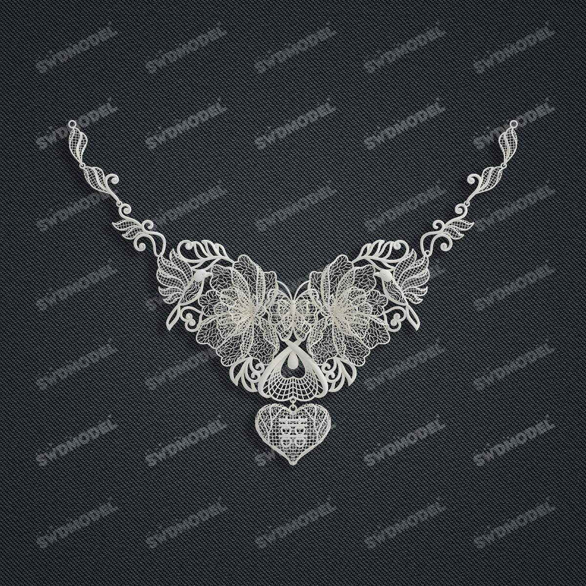 Jewelry set Filigree Necklace White Wax Casting Resin 3D Printing Service  CS03T-003ap-N