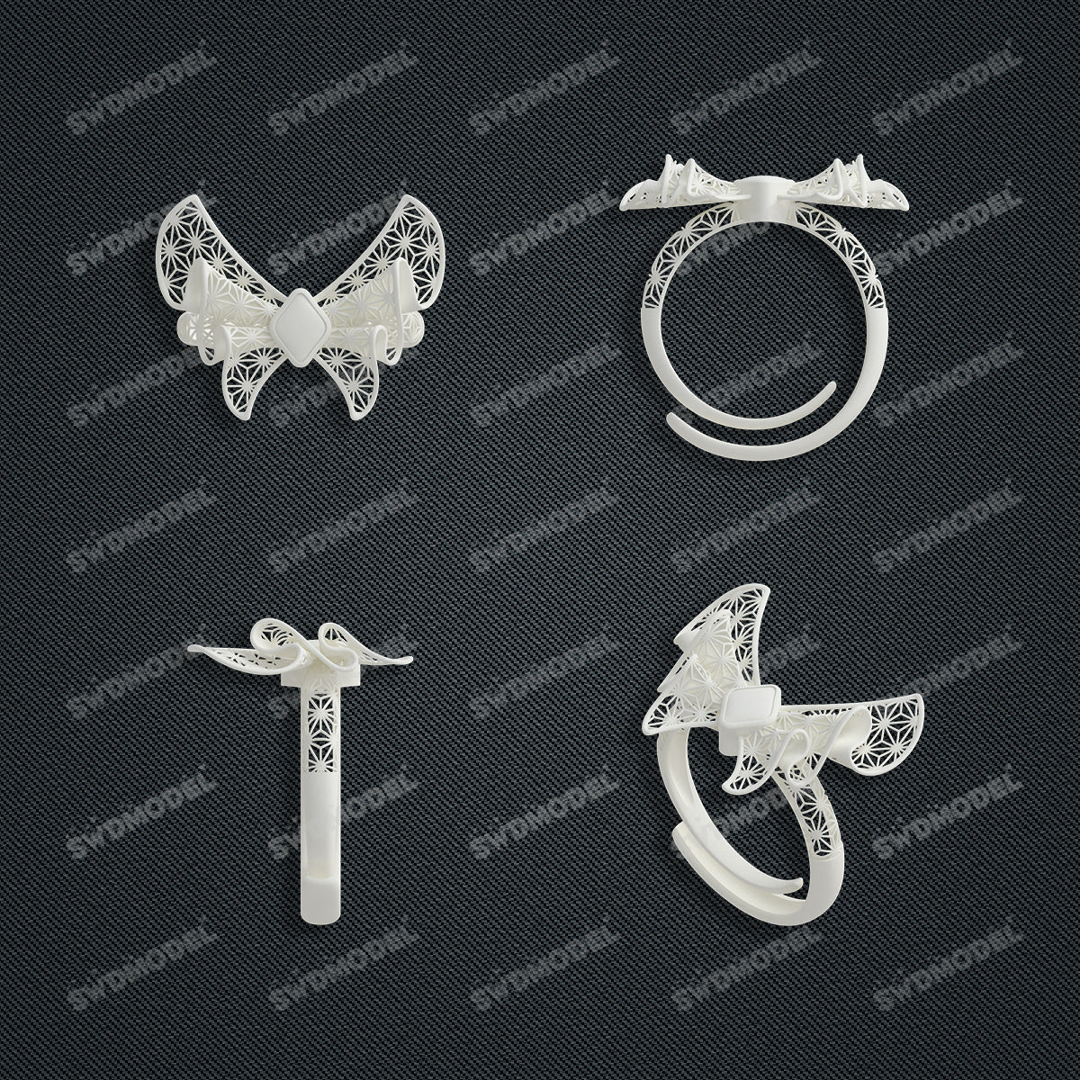 Jewelry set  Filigree Set   White Wax Casting Resin 3D Printing Service  CS03T-003ap