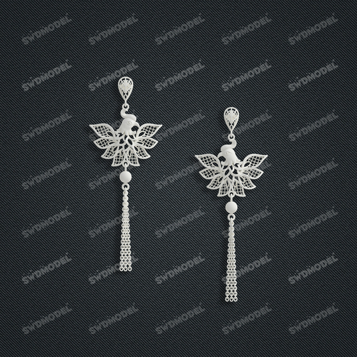 Jewelry set Filigree Earrings White Wax Casting Resin 3D Printing Service  CS03T-004ap-E