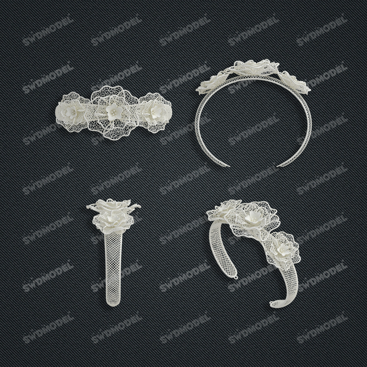 Jewelry set Filigree Bangle White Wax Casting Resin 3D Printing Service CS03T-004ap-G