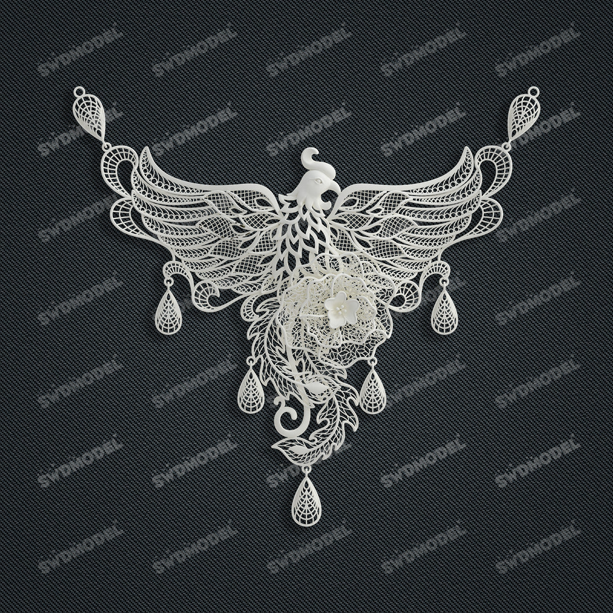 Jewelry set  Filigree Set   White Wax Casting Resin 3D Printing Service  CS03T-004ap