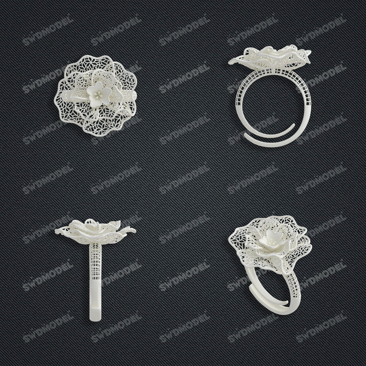 Jewelry set  Filigree Set   White Wax Casting Resin 3D Printing Service  CS03T-004ap