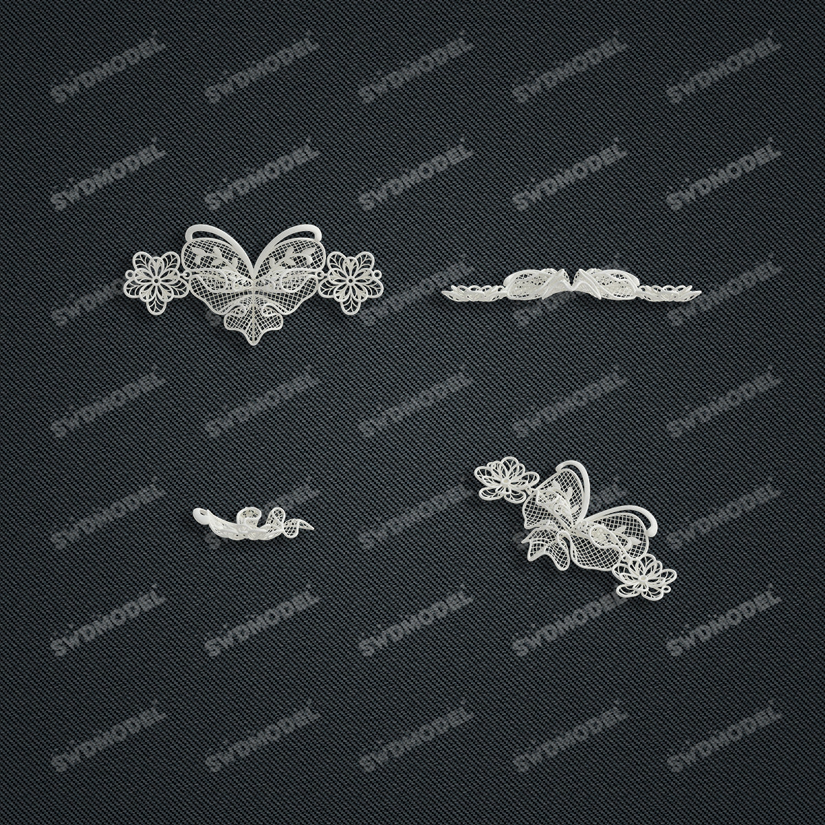 Jewelry set  Filigree Set   White Wax Casting Resin 3D Printing Service  CS03T-005ap