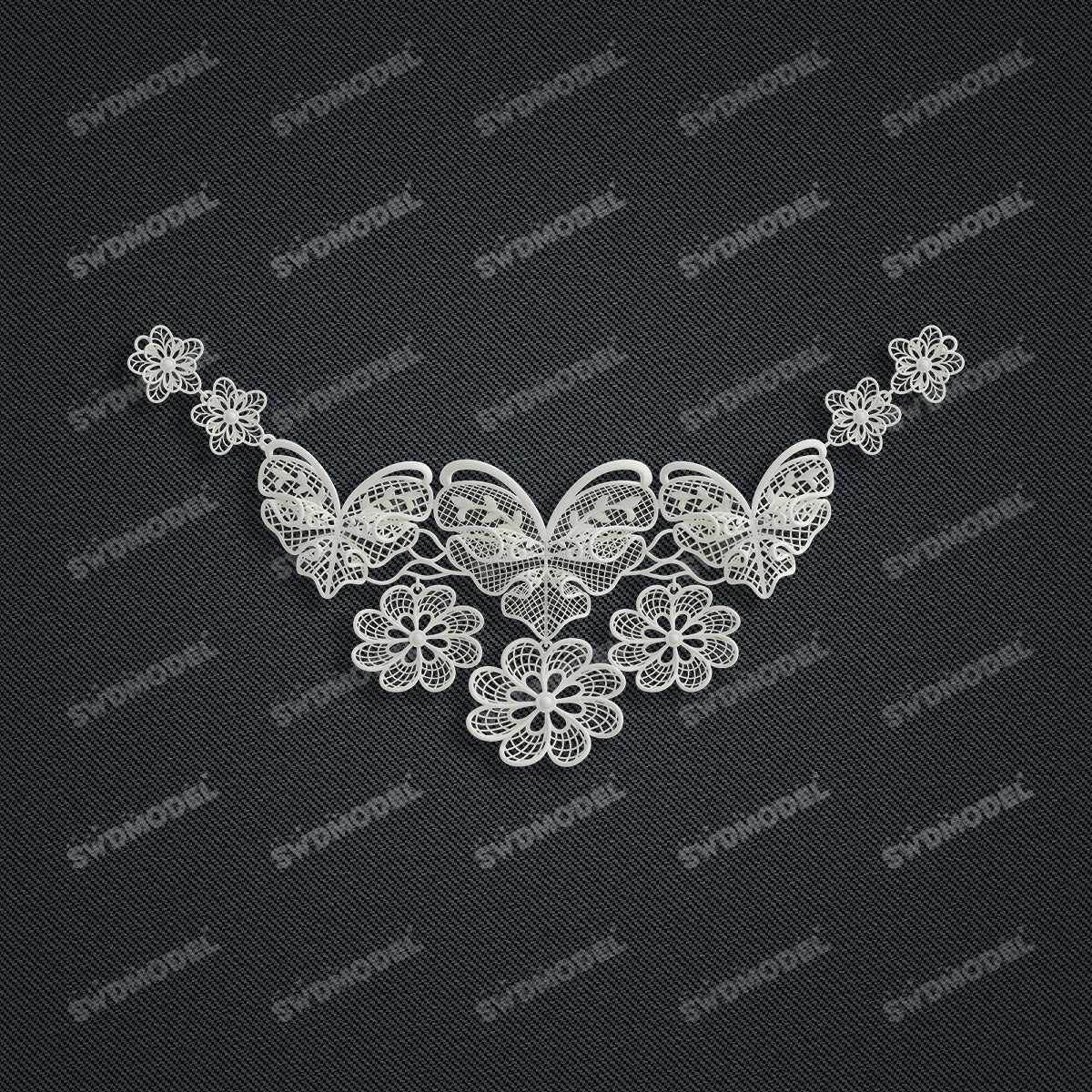 Jewelry set Filigree Necklace White Wax Casting Resin 3D Printing Service  CS03T-005ap-N