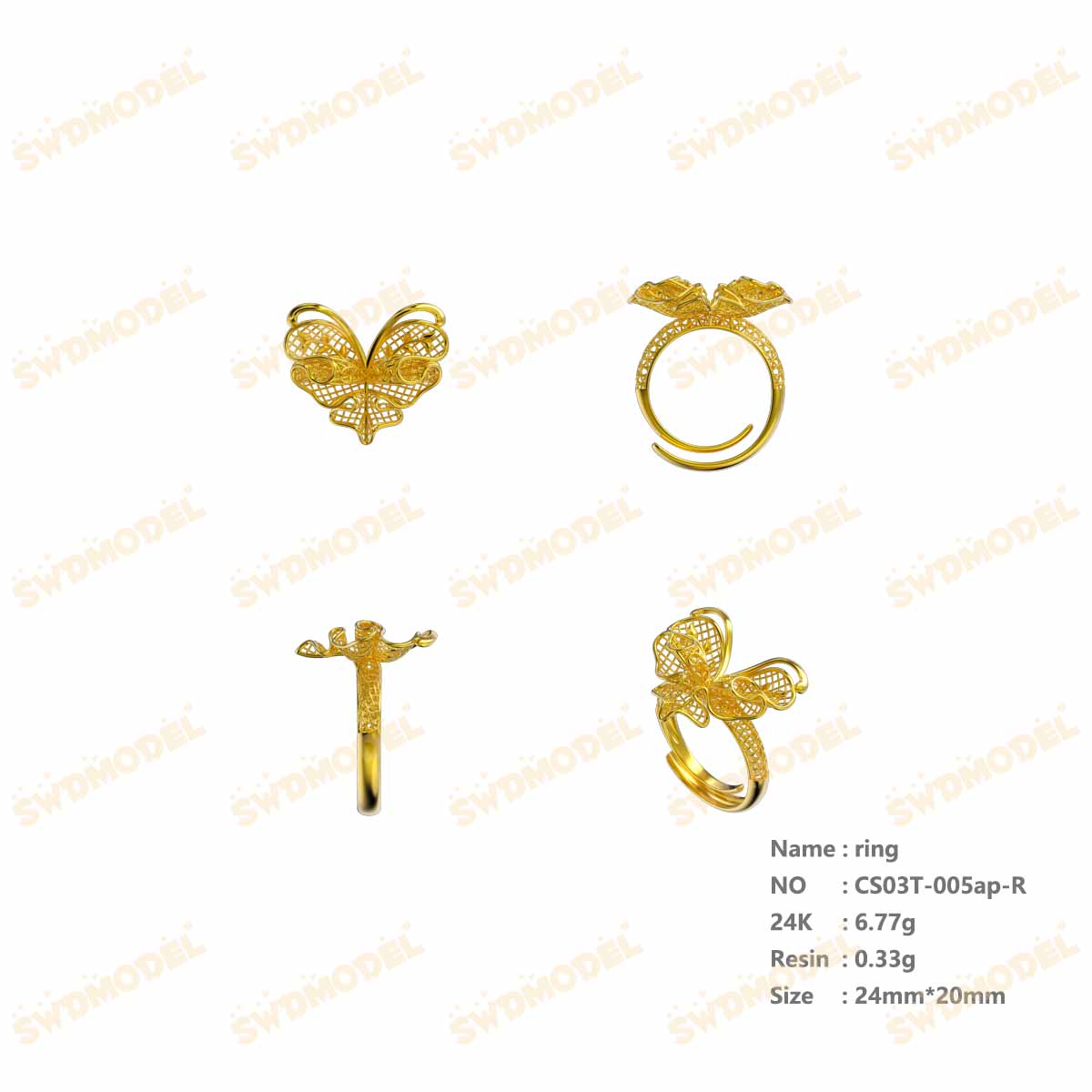 Jewelry set  Filigree Set   White Wax Casting Resin 3D Printing Service  CS03T-005ap