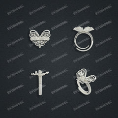 Jewelry set Filigree Ring White Wax Casting Resin 3D Printing Service  CS03T-005ap-R