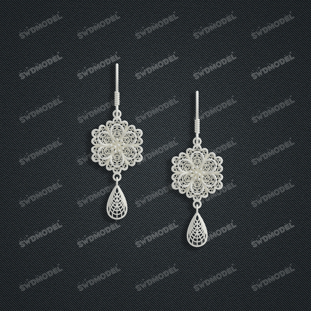 Jewelry set  Filigree Set   White Wax Casting Resin 3D Printing Service  CS03T-006ap