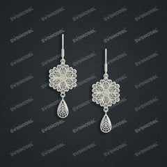 Jewelry set Filigree Earrings White Wax Casting Resin 3D Printing Service  CS03T-006ap-E