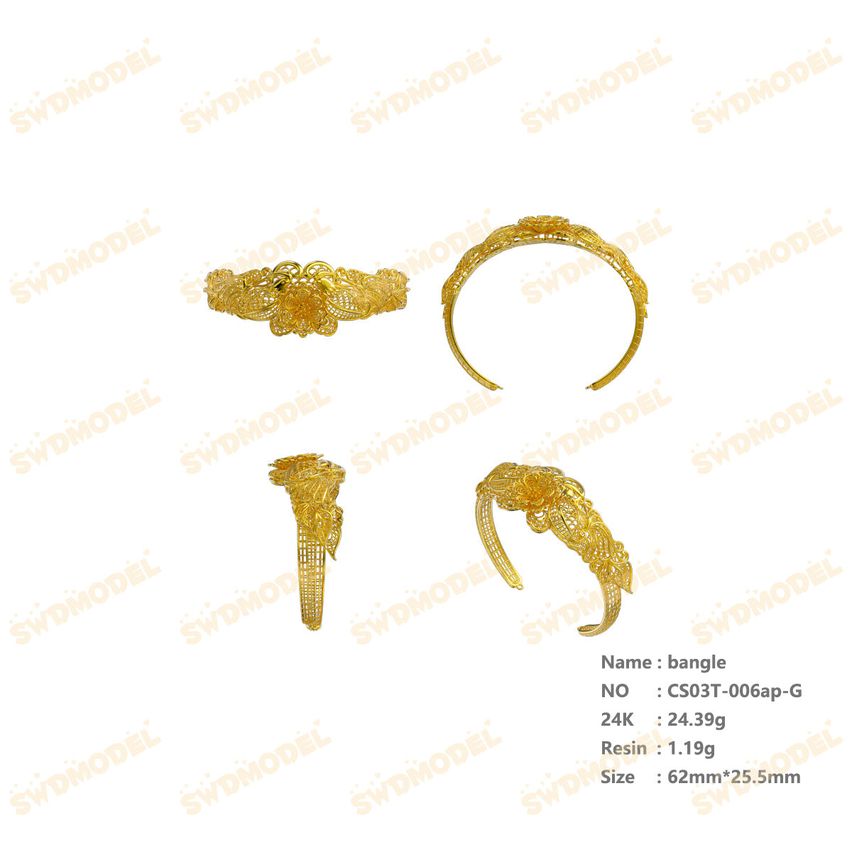 Jewelry set  Filigree Set   White Wax Casting Resin 3D Printing Service  CS03T-006ap