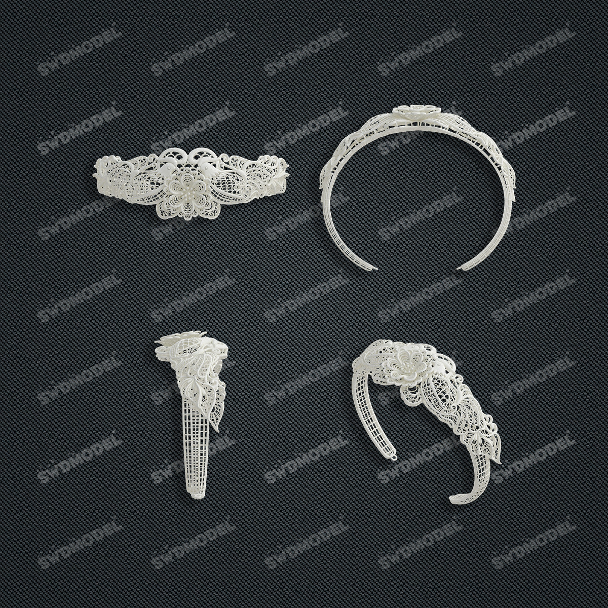 Jewelry set Filigree Bracelet White Wax Casting Resin 3D Printing Service CS03T-006ap-G