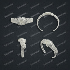 Jewelry set  Filigree Set   White Wax Casting Resin 3D Printing Service  CS03T-006ap