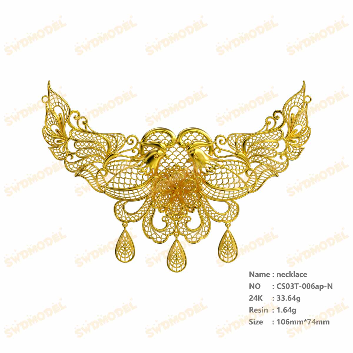 Jewelry set  Filigree Set   White Wax Casting Resin 3D Printing Service  CS03T-006ap