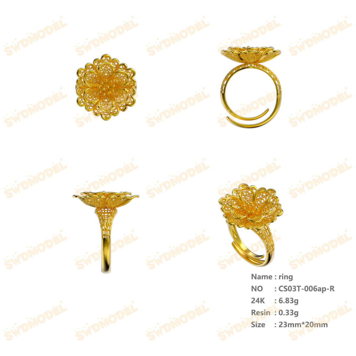 Jewelry set  Filigree Set   White Wax Casting Resin 3D Printing Service  CS03T-006ap